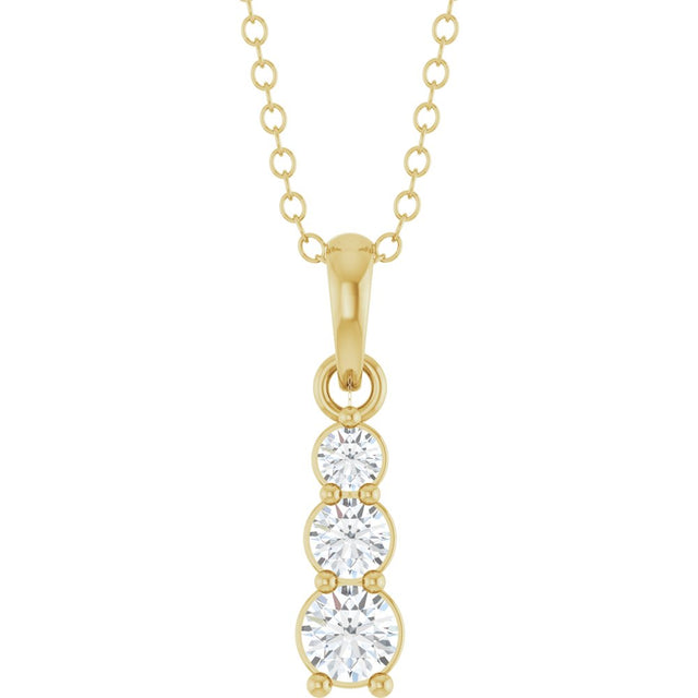 14K Yellow Gold 1/6 CTW Lab-Grown Diamond Graduated Bar 18" Necklace