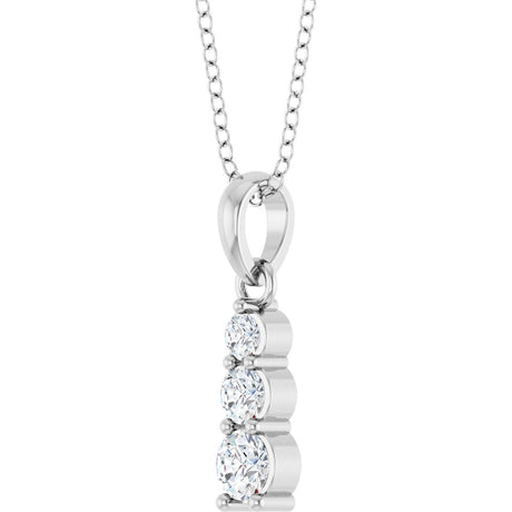 14K White Gold 1/6 CTW Lab-Grown Diamond Graduated Bar 18" Necklace