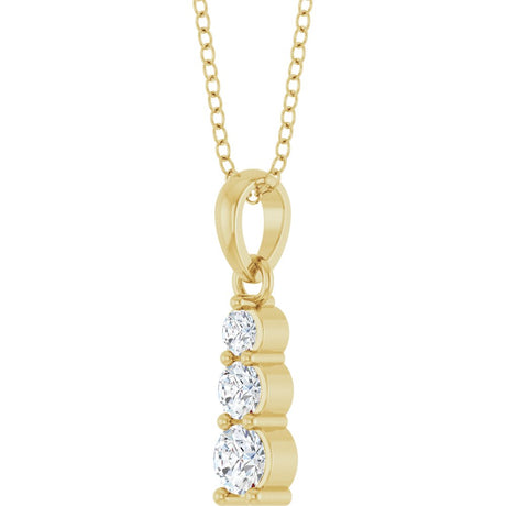 14K Yellow Gold 1/6 CTW Lab-Grown Diamond Graduated Bar 18" Necklace