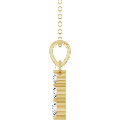 14K Yellow Gold 1/6 CTW Natural Diamond Graduated Bar 18" Necklace