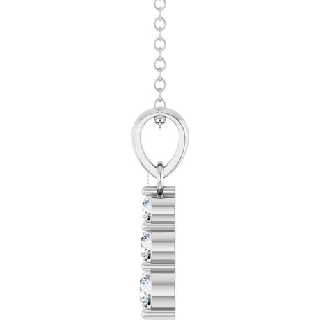 14K White Gold 1/6 CTW Lab-Grown Diamond Graduated Bar 18" Necklace