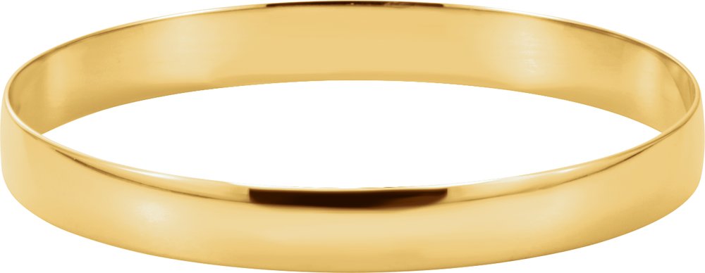 14K Yellow Engravable 8 mm Half Round Bangle 7 1/2" Bracelet