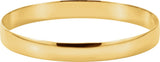 14K Yellow Engravable 8 mm Half Round Bangle 7 1/2" Bracelet
