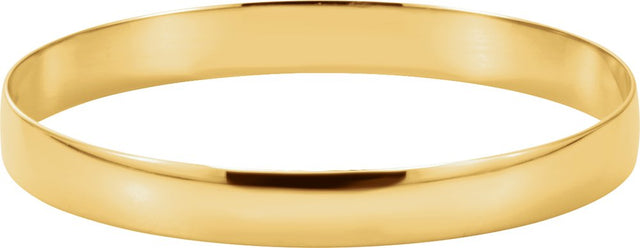 14K Yellow Engravable 8 mm Half Round Bangle 7 1/2" Bracelet