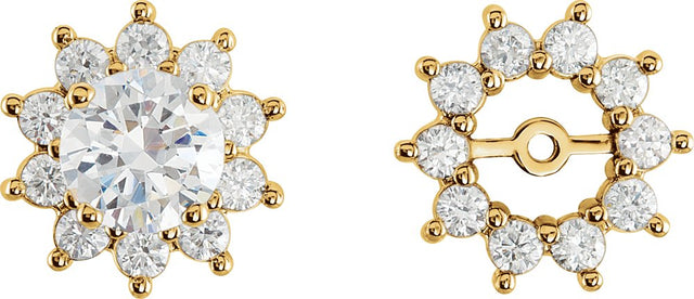 14K Yellow 3/4 CTW Natural Diamond Earring Jackets with 5mm ID