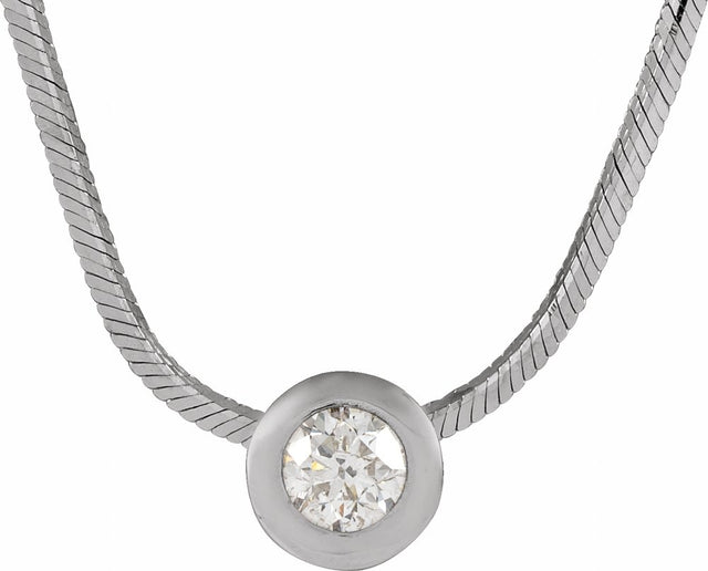 14K White Gold 1/4 CTW Natural Diamond Solitaire 18" Necklace