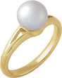 14K Yellow Gold Cultured White Freshwater Pearl Ring