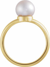 14K Yellow Gold Cultured White Freshwater Pearl Ring