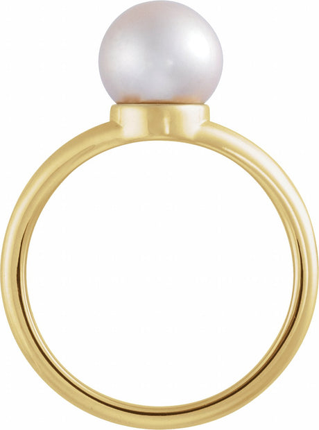 14K Yellow Gold Cultured White Freshwater Pearl Ring