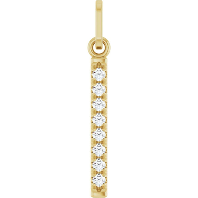 14K Yellow Gold 1/8 CTW Natural Diamond Bar Pendant