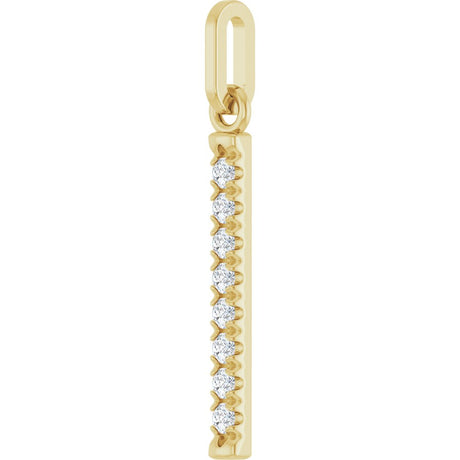 14K Yellow Gold 1/8 CTW Natural Diamond Bar Pendant