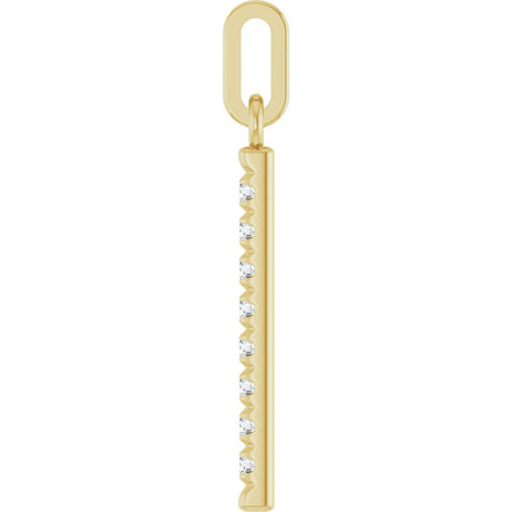 14K Yellow Gold 1/8 CTW Natural Diamond Bar Pendant