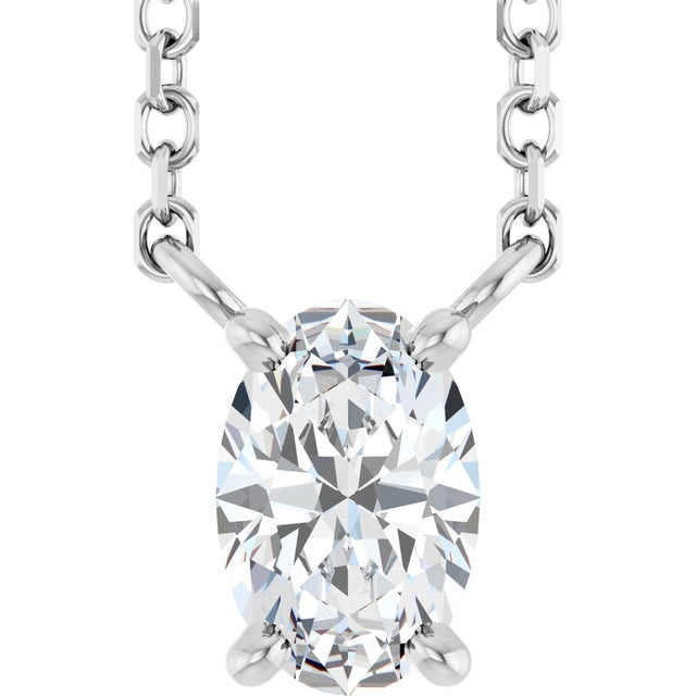 14K White Gold 3/8 CT Lab-Grown Diamond 18" Necklace