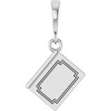 14K White Gold Engravable Book Pendant