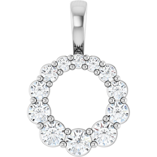 14K White Gold 1/3 CTW Lab-Grown Diamond Graduated Circle Pendant