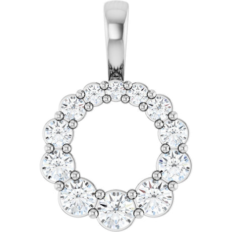 14K White Gold 1/3 CTW Lab-Grown Diamond Graduated Circle Pendant