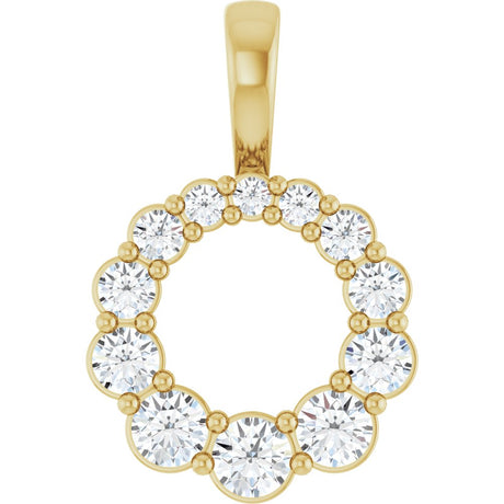 14K Yellow Gold 1/3 CTW Natural Diamond Graduated Circle Pendant