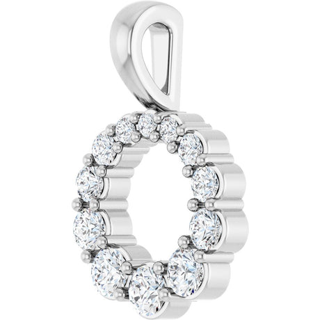 14K White Gold 1/3 CTW Lab-Grown Diamond Graduated Circle Pendant