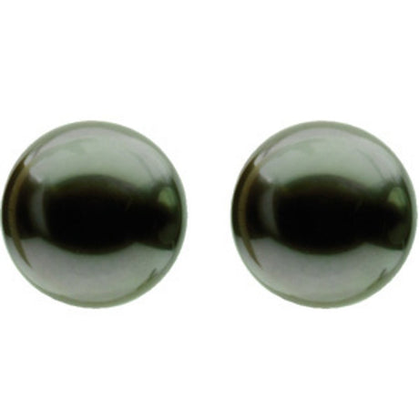 14K Palladium White Gold 10 mm Cultured Gray Tahitian Pearl Earrings