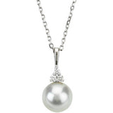 14K White Cultured White Freshwater Pearl & .06 CTW Natural Diamond 18" Necklace  