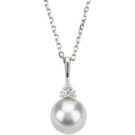 14K White Cultured White Freshwater Pearl & .06 CTW Natural Diamond 18" Necklace  