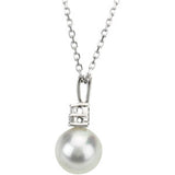 14K White Cultured White Freshwater Pearl & .06 CTW Natural Diamond 18" Necklace