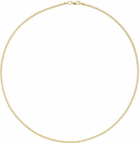 14K Yellow Gold 2.25 mm Wheat 20" Chain