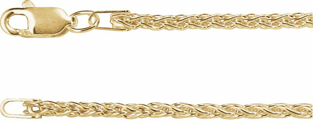 14K Yellow Gold 2.25 mm Wheat 24" Chain
