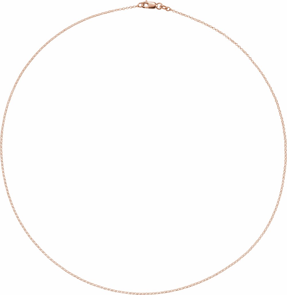 14K Rose Gold 1.1 mm Rolo 20" Chain