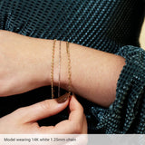 14K White Gold 1.25 mm Figaro 7" Chain