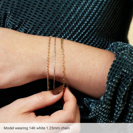 14K Yellow Gold 1.25 mm Figaro 7" Chain