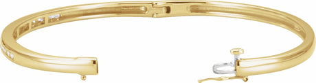 14K Yellow 5/8 CTW Natural Diamond Bangle 6 1/2" Bracelet