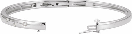 14K White Gold 1/2 CTW Natural Diamond Bangle 6 3/4" Bracelet
