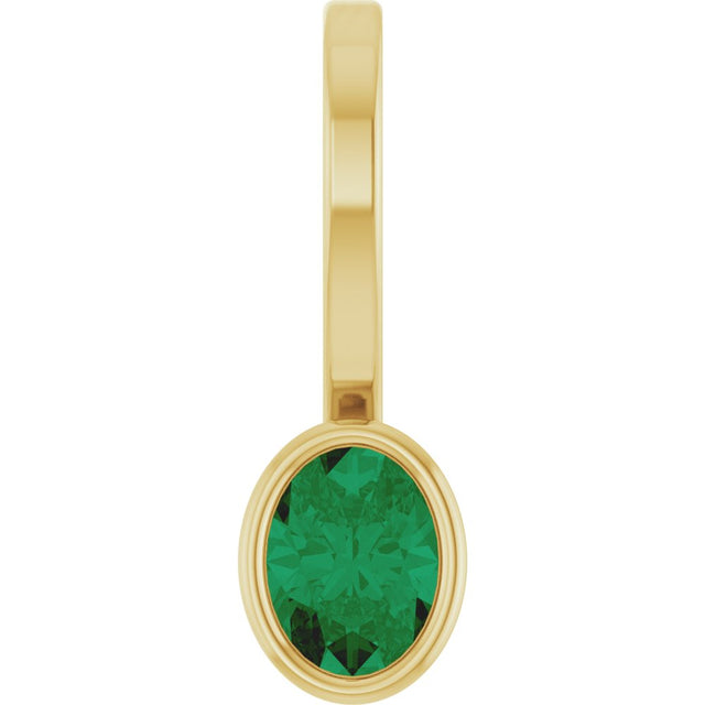 14K Yellow Gold Natural Emerald Solitaire Charm/Pendant
