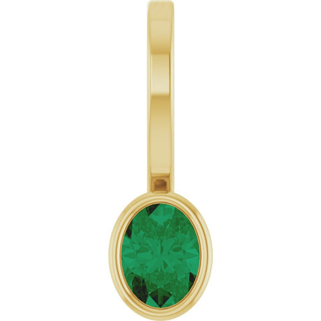 14K Yellow Gold Natural Emerald Solitaire Charm/Pendant