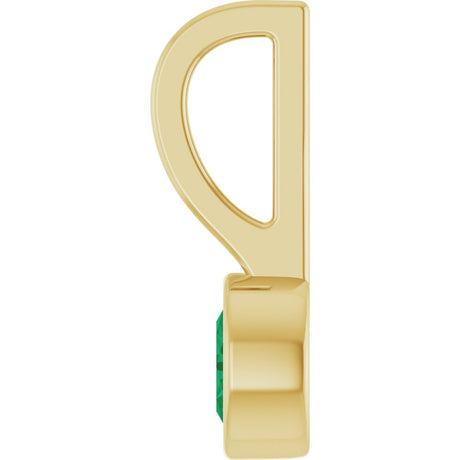 14K Yellow Gold Natural Emerald Solitaire Charm/Pendant