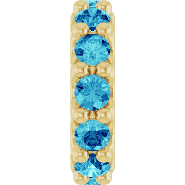 14K Yellow Gold Natural Blue Zircon Spacer Charm/Pendant