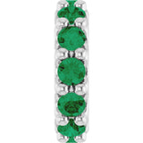 14K White Gold Natural Emerald Spacer Charm/Pendant