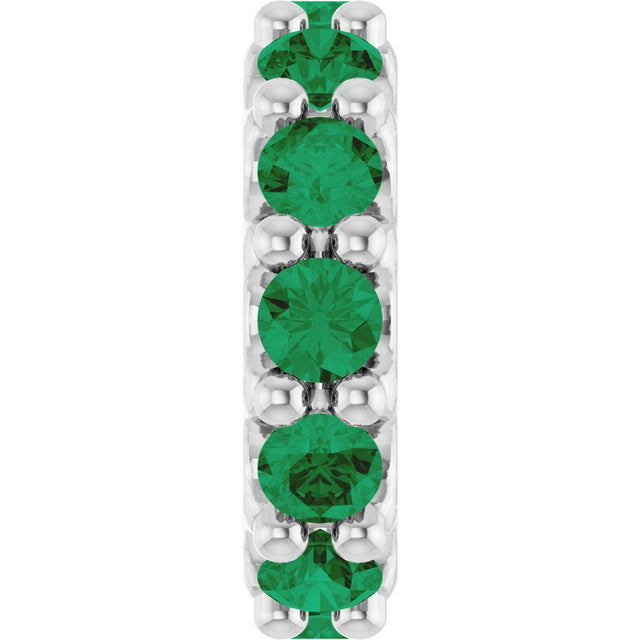 14K White Gold Natural Emerald Spacer Charm/Pendant
