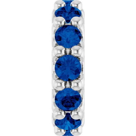 14K White Gold Lab-Grown Blue Sapphire Spacer Charm/Pendant