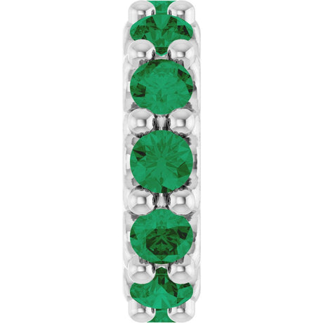 14K White Gold Natural Emerald Spacer Charm/Pendant