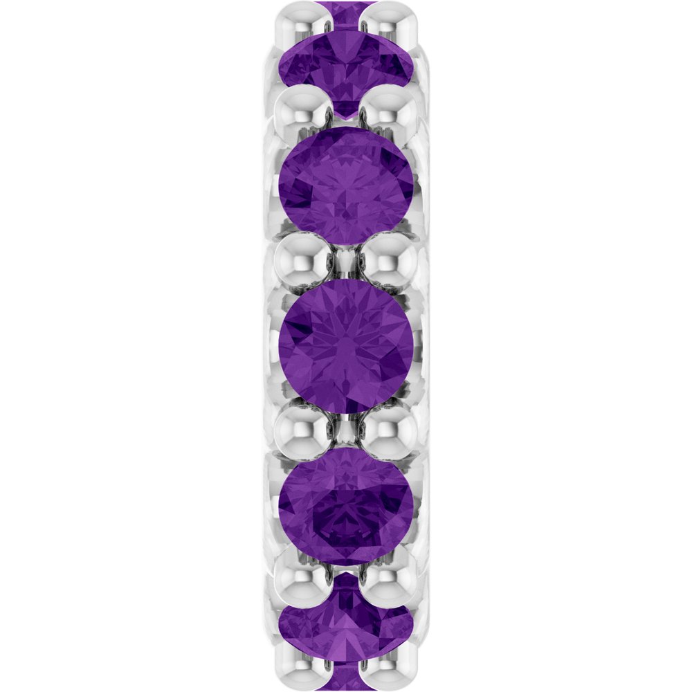 14K White Gold Natural Amethyst Spacer Charm/Pendant