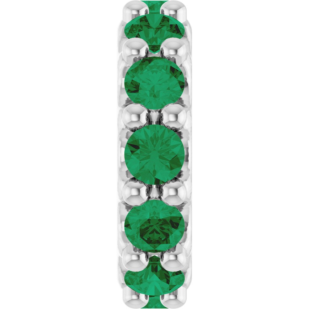 14K White Gold Natural Emerald Spacer Charm/Pendant