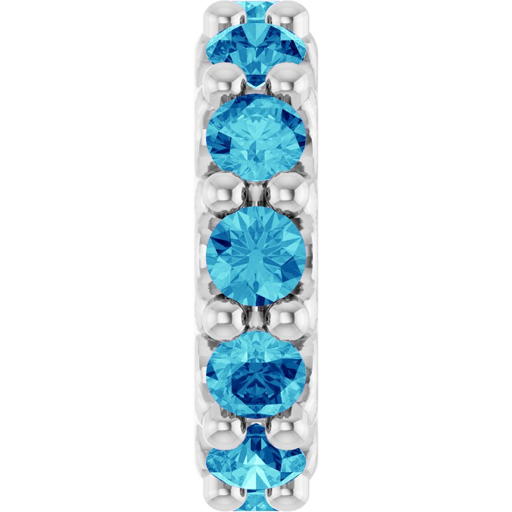 14K White Gold Natural Blue Zircon Spacer Charm/Pendant