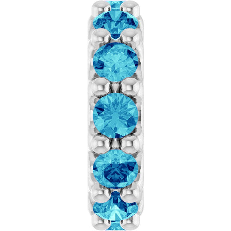 14K White Gold Natural Blue Zircon Spacer Charm/Pendant