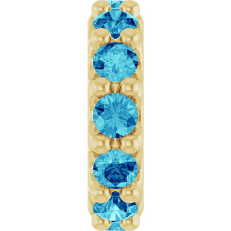 14K Yellow Gold Natural Blue Zircon Spacer Charm/Pendant