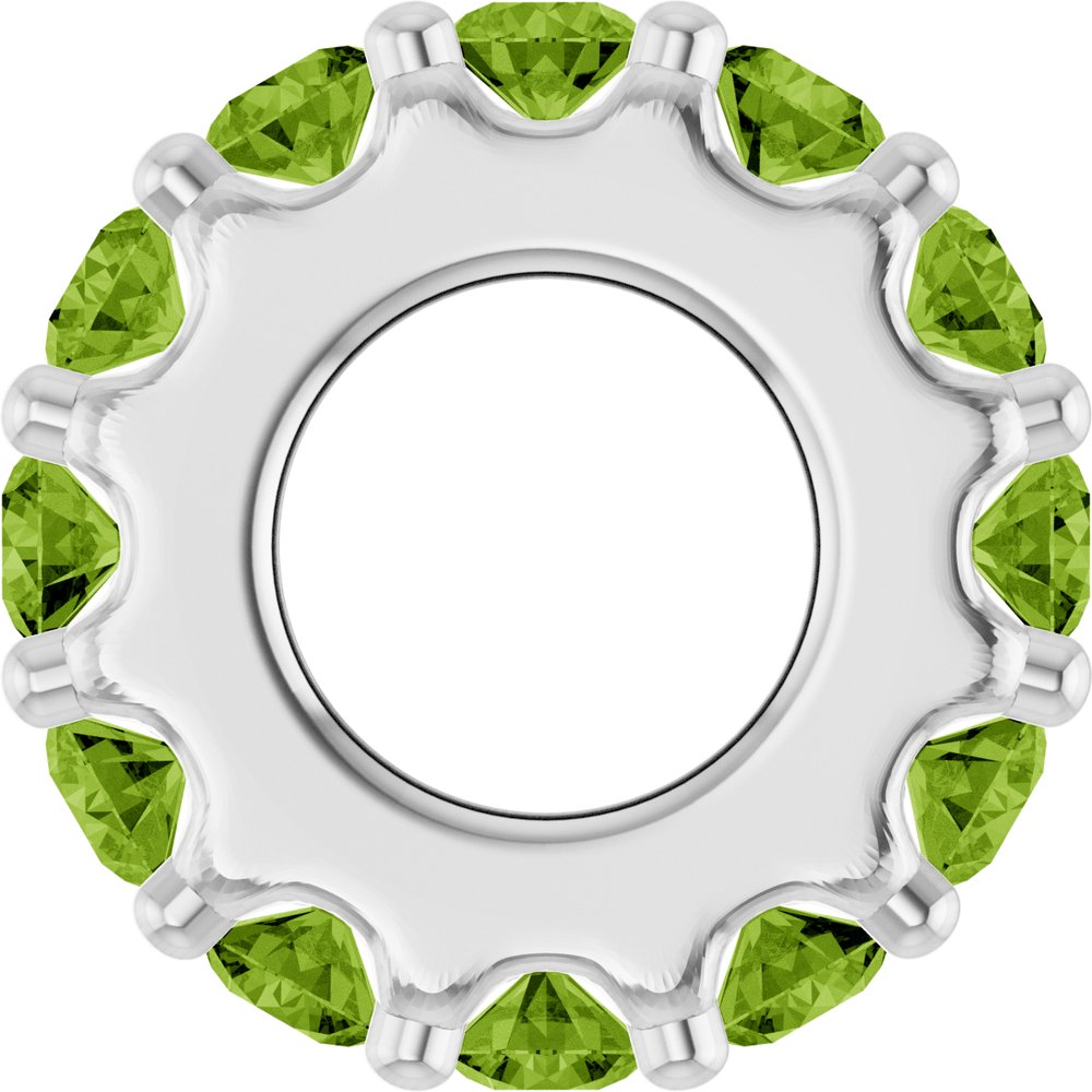 14K White Gold Natural Peridot Spacer Charm/Pendant