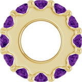 18K Yellow Gold-Plated Sterling Silver Natural Amethyst Spacer Charm/Pendant