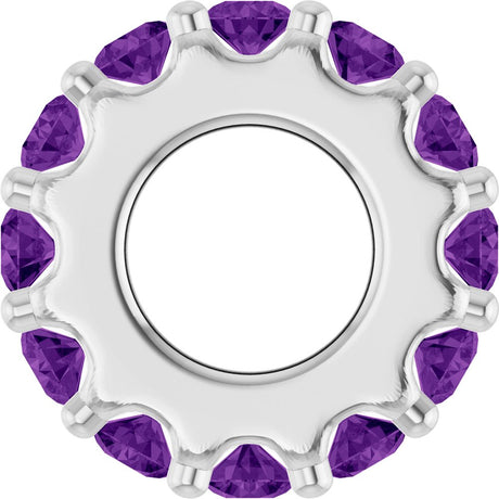 14K White Gold Natural Amethyst Spacer Charm/Pendant