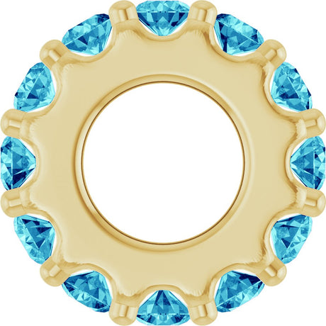 14K Yellow Gold Natural Blue Zircon Spacer Charm/Pendant